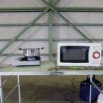 家電製品を使った実験の撮影 火の倉庫