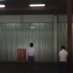 倉庫内でドローンの動作テスト