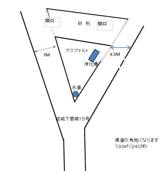 県道沿いで角地の貸し土地２４０坪