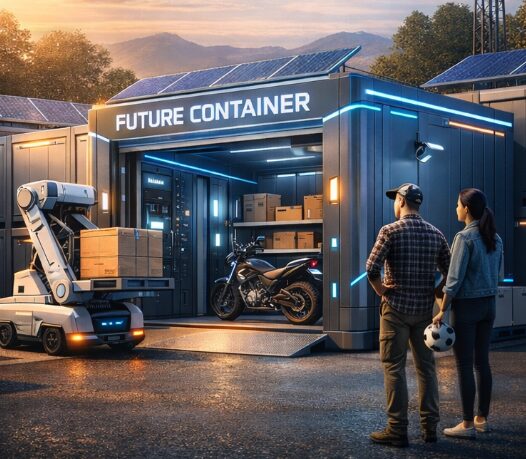 地方では空地にコンテナを置いて貸出し