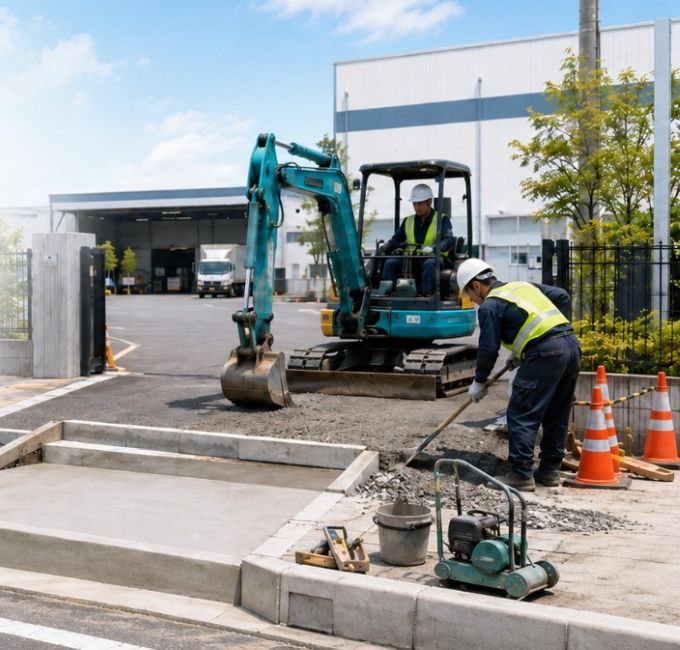 車両の出入り口にある縁石工事